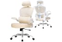 COMHOMA Bürostuhl Ergonomisch Beige Mesh mit verstellbarer Lendenwirbelstütze Bild 2