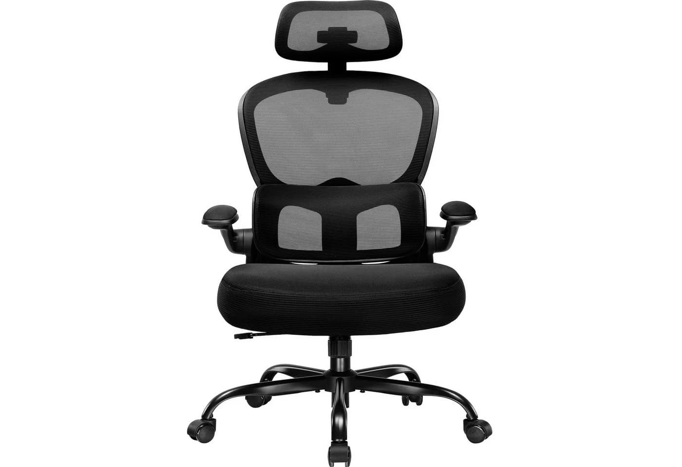 COMHOMA Bürostuhl Ergonomisch Schwarz mit Netzbezug