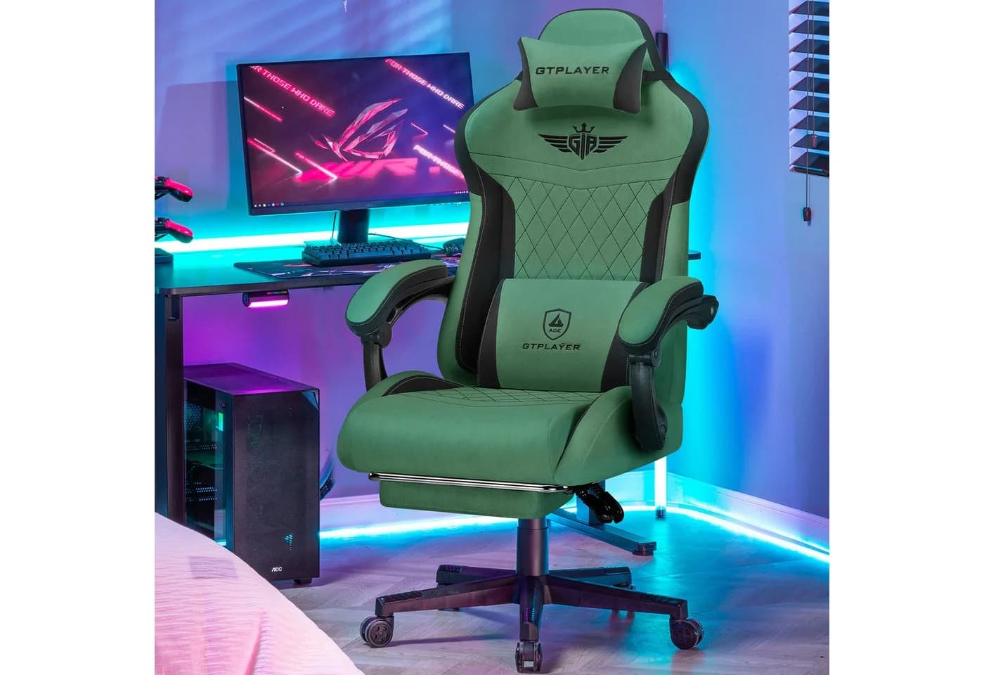 GTPLAYER Gaming-Stuhl Ergonomisch mit Stoffbezug und Fußstütze - Bild 3