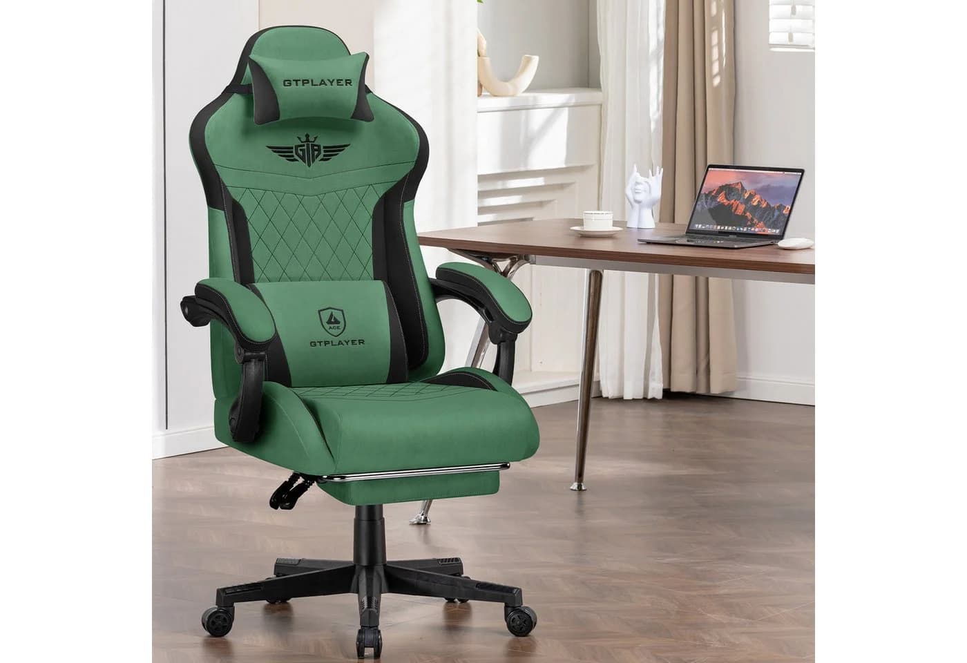 GTPLAYER Gaming-Stuhl Ergonomisch mit Stoffbezug und Fußstütze - Bild 4