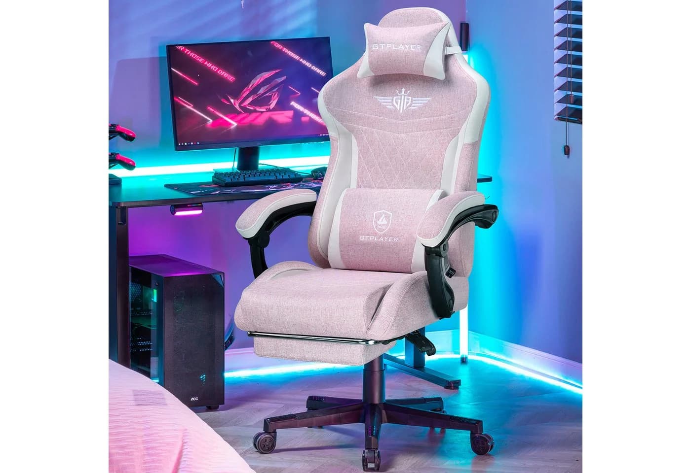 GTPLAYER Gaming-Stuhl Ergonomisch mit Fußstütze und Federkissen - Bild 3