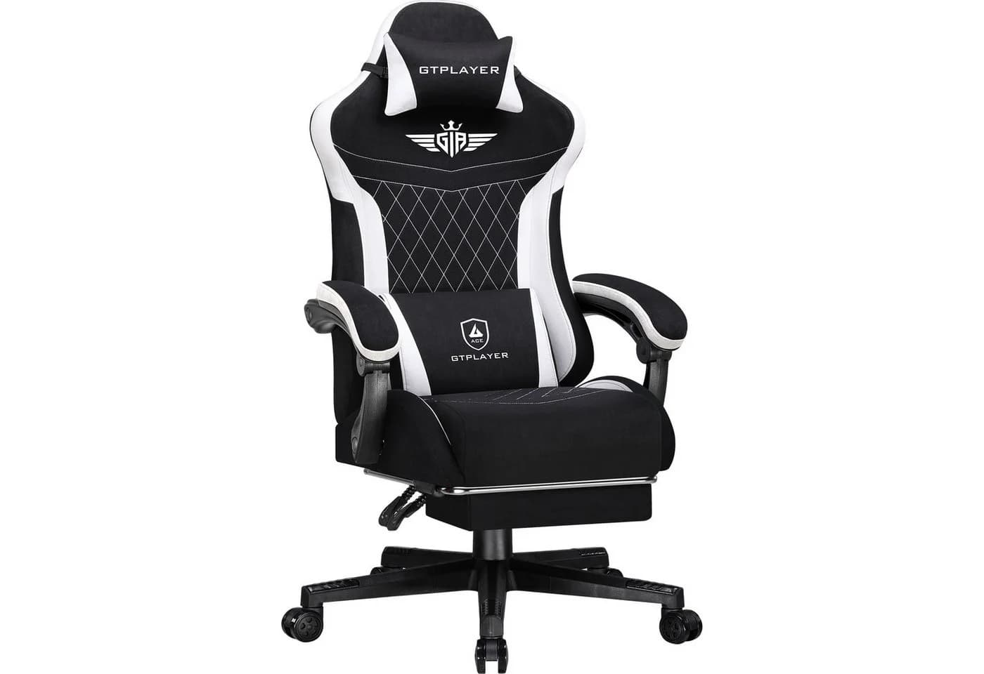 GTPLAYER Gaming-Stuhl Schwarz Stoff Ergonomisch mit Fußstütze - Bild 2