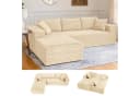COMHOMA L-förmiges Sofa Big-Sofa Beige Cordstoff mit Schlafsofa-Funktion Bild 2