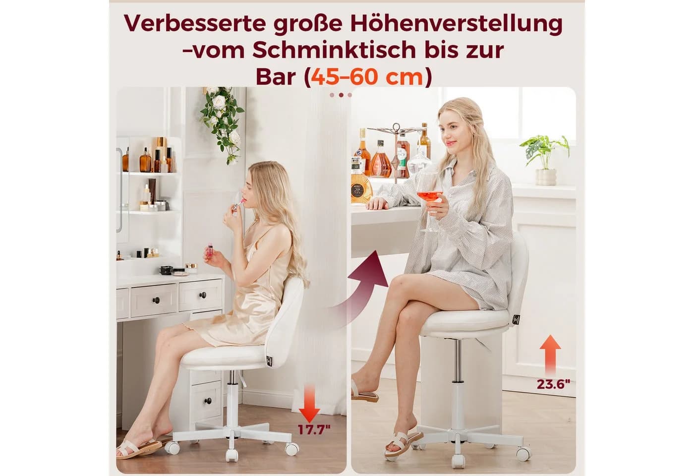 COMHOMA Bürostuhl ohne Armlehnen, höhenverstellbar, mit Rollen, 110kg - Bild 3