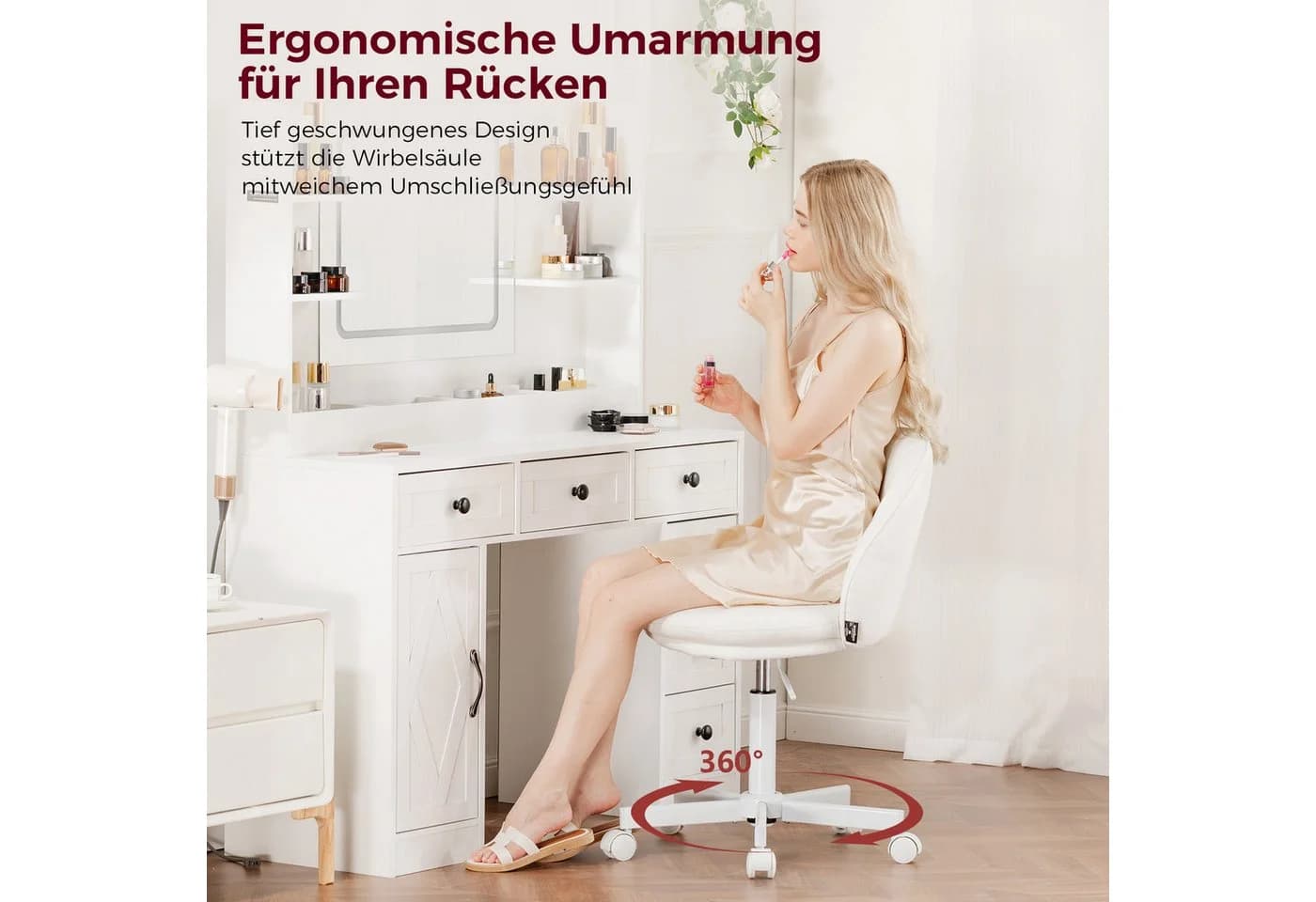 COMHOMA Bürostuhl ohne Armlehnen, höhenverstellbar, mit Rollen, 110kg - Bild 4
