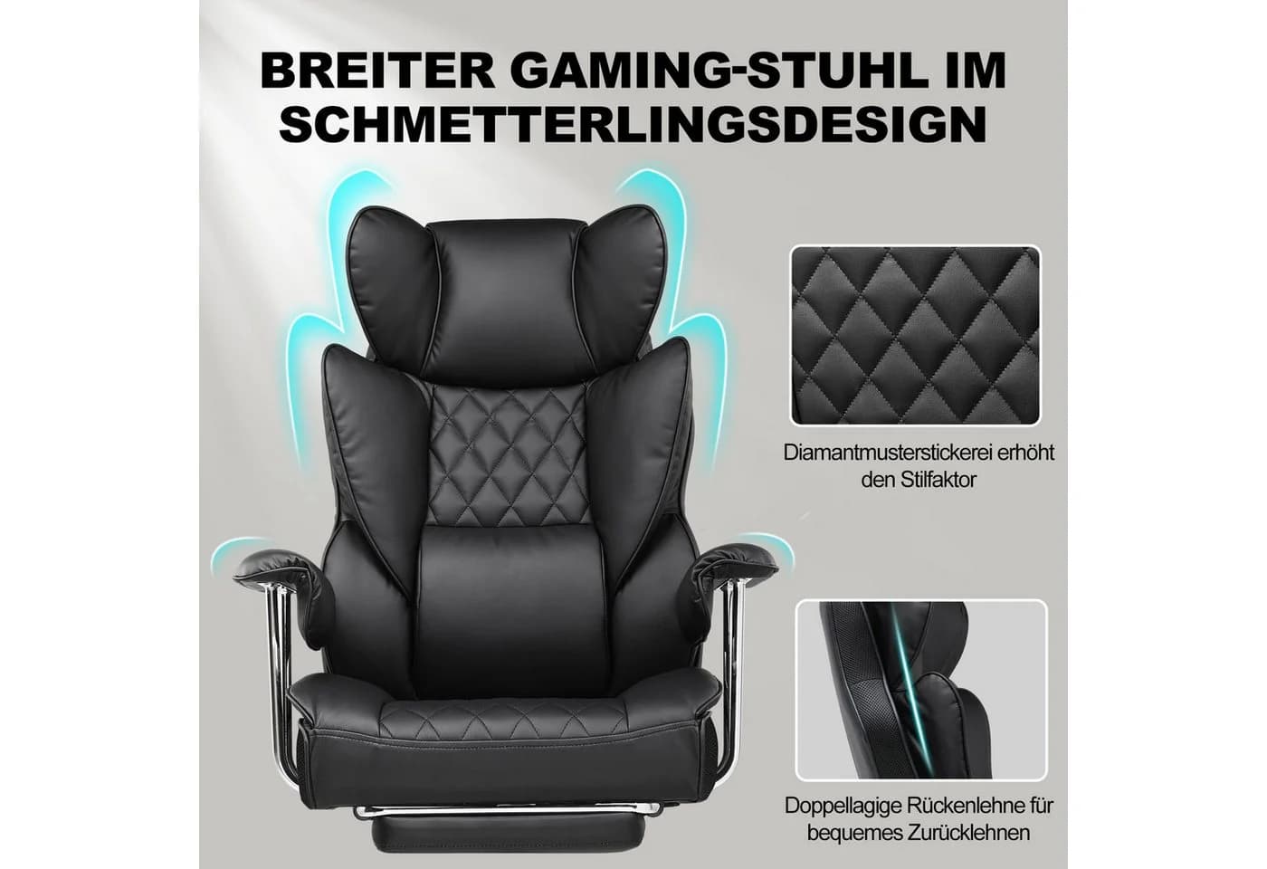 GTPLAYER Gaming-Stuhl Schwarz Ergonomisch mit Lendenkissen - Bild 5