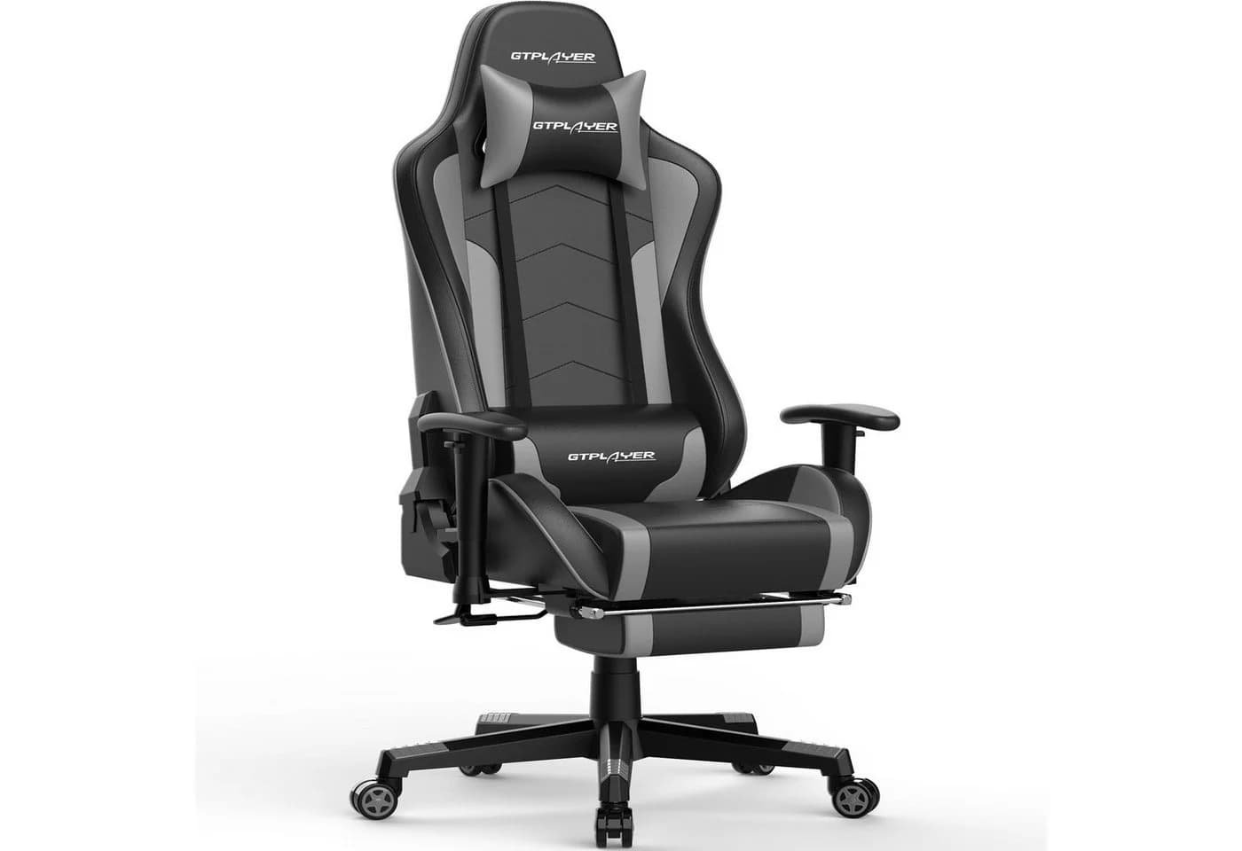 GTPLAYER Gaming-Stuhl Grau mit Bluetooth Lautsprecher und Fußstütze - Bild 2