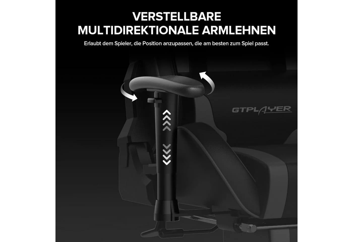GTPLAYER Gaming-Stuhl Grau mit Bluetooth Lautsprecher und Fußstütze - Bild 4