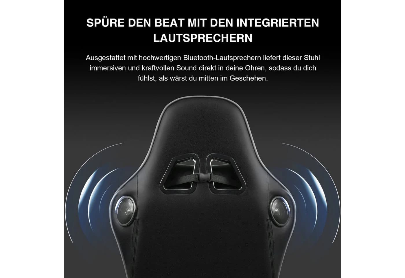 GTPLAYER Gaming-Stuhl Grau mit Bluetooth Lautsprecher und Fußstütze - Bild 5