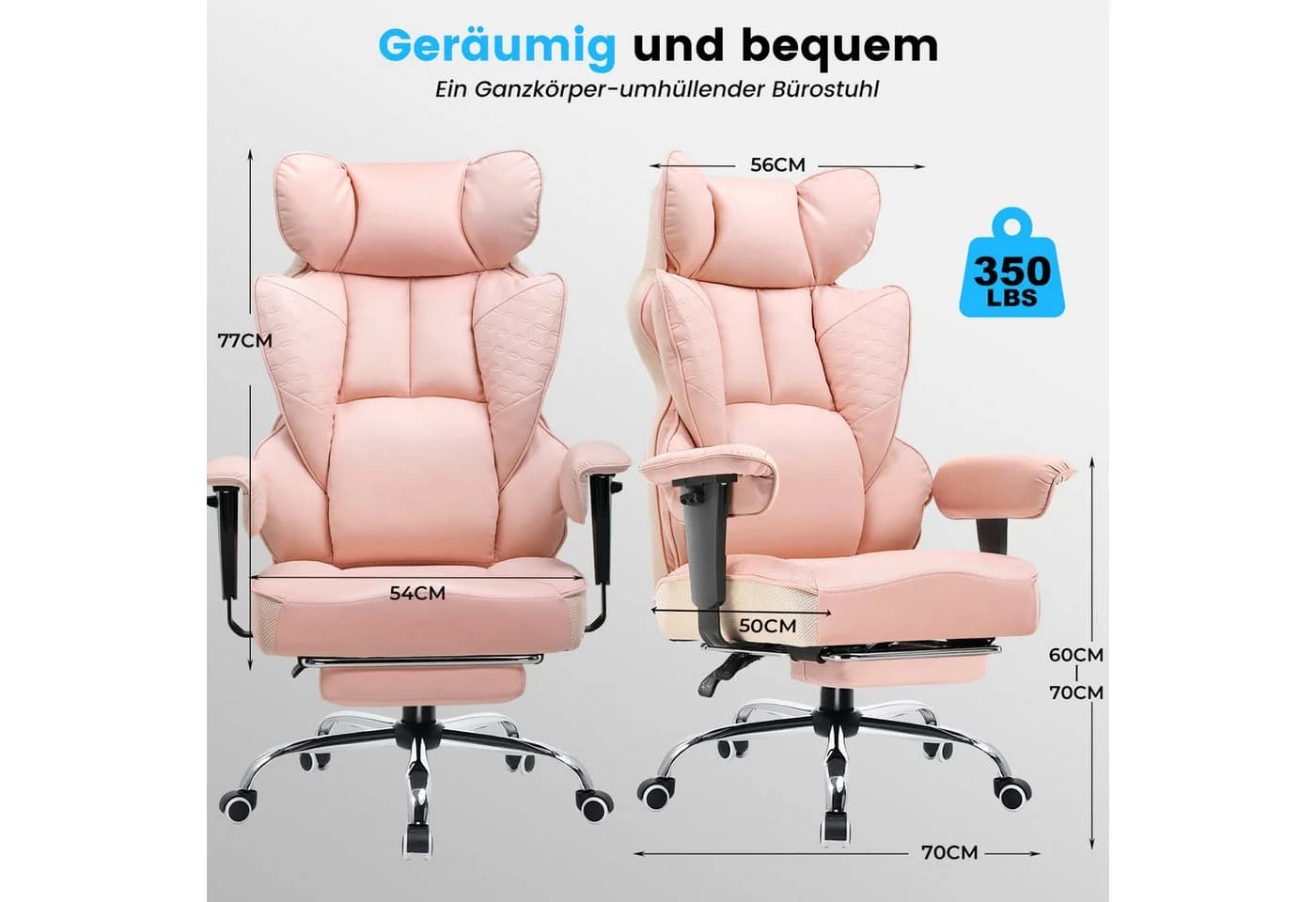 GTPLAYER Bürostuhl Gaming Stuhl mit Lendenkissen und Fußstütze - Bild 3