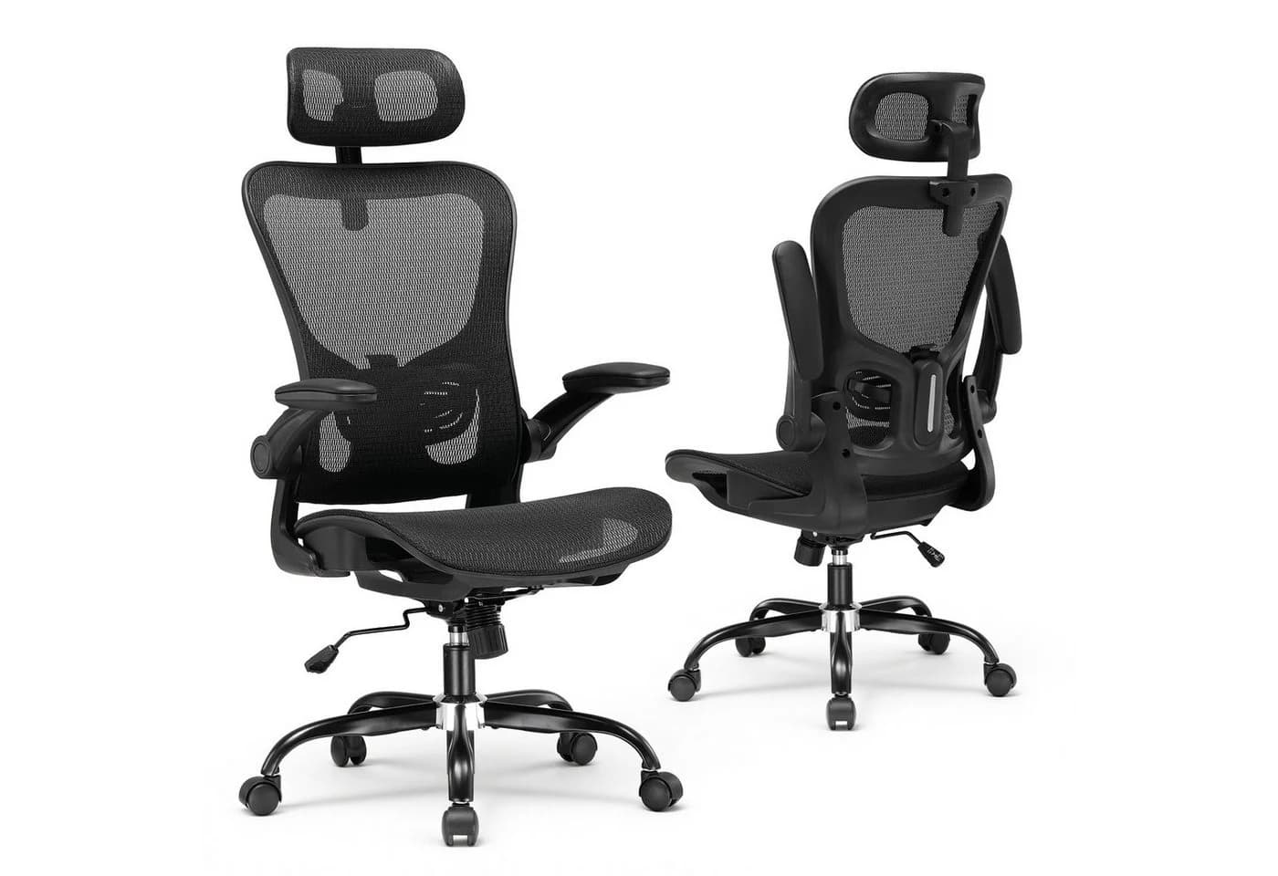 COMHOMA Bürostuhl Ergonomisch Schwarz mit Mesh und Wippfunktion - Bild 2