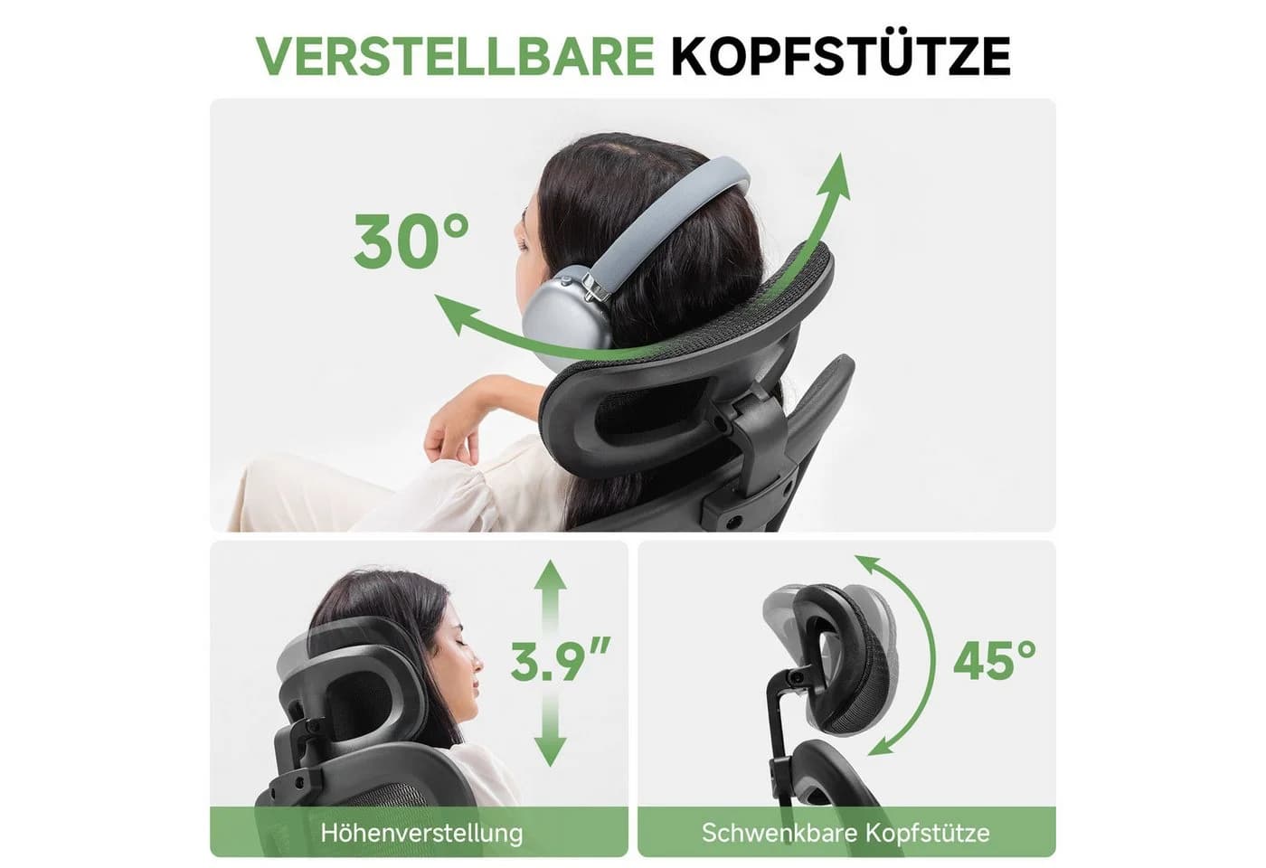 COMHOMA Bürostuhl Ergonomisch Schwarz mit Mesh und Wippfunktion - Bild 5
