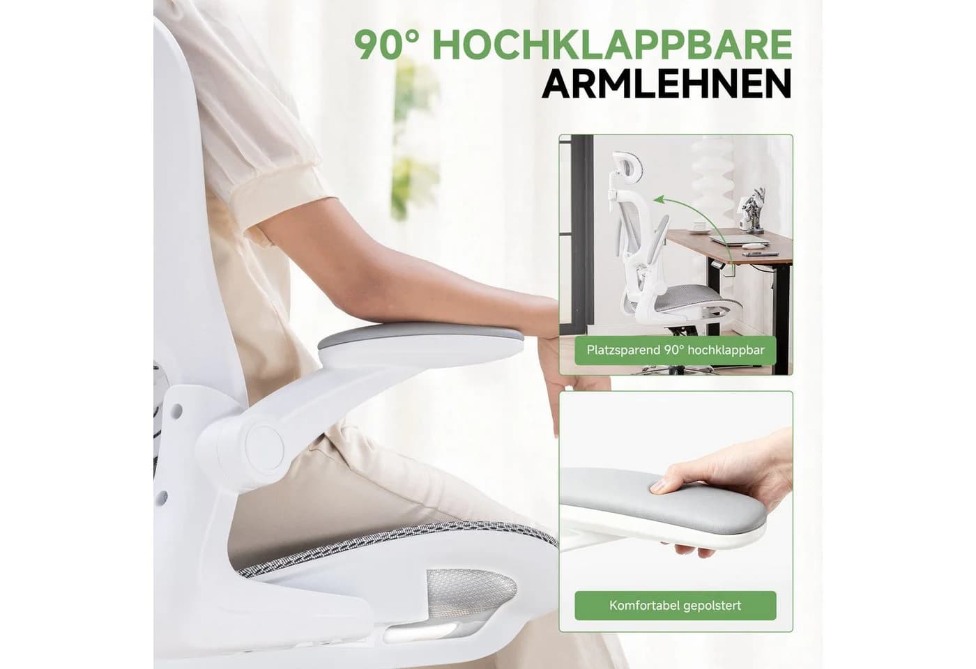 COMHOMA Bürostuhl Ergonomisch Grau Mesh mit Wippfunktion - Bild 4