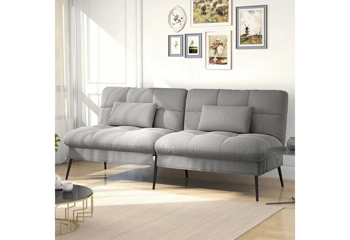 GTPLAYER Schlafsofa Grau mit Schlaffunktion und Schubladen - Bild 2