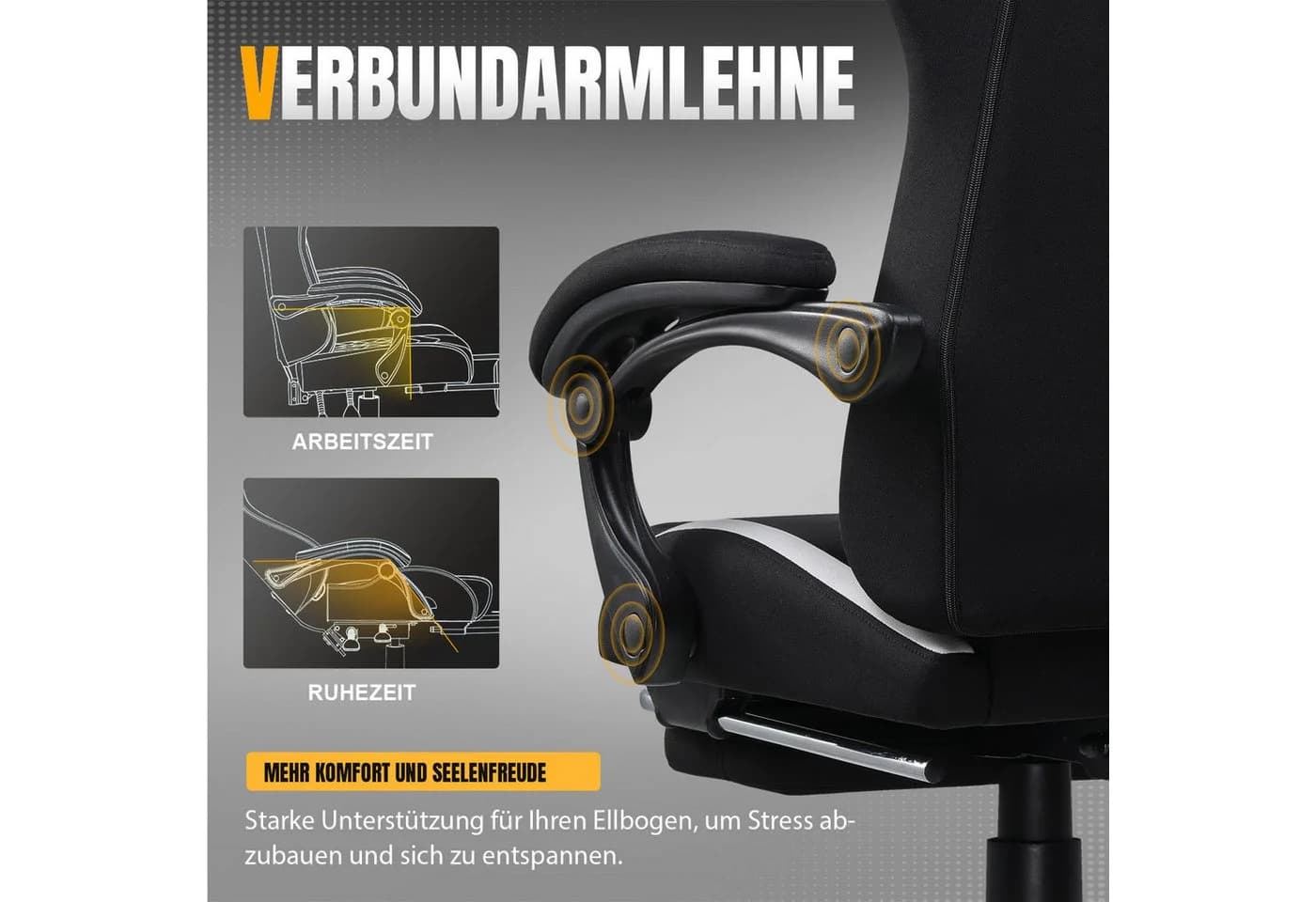 GTPLAYER Gaming-Stuhl Stoff Ergonomisch mit Fußstütze - Bild 3