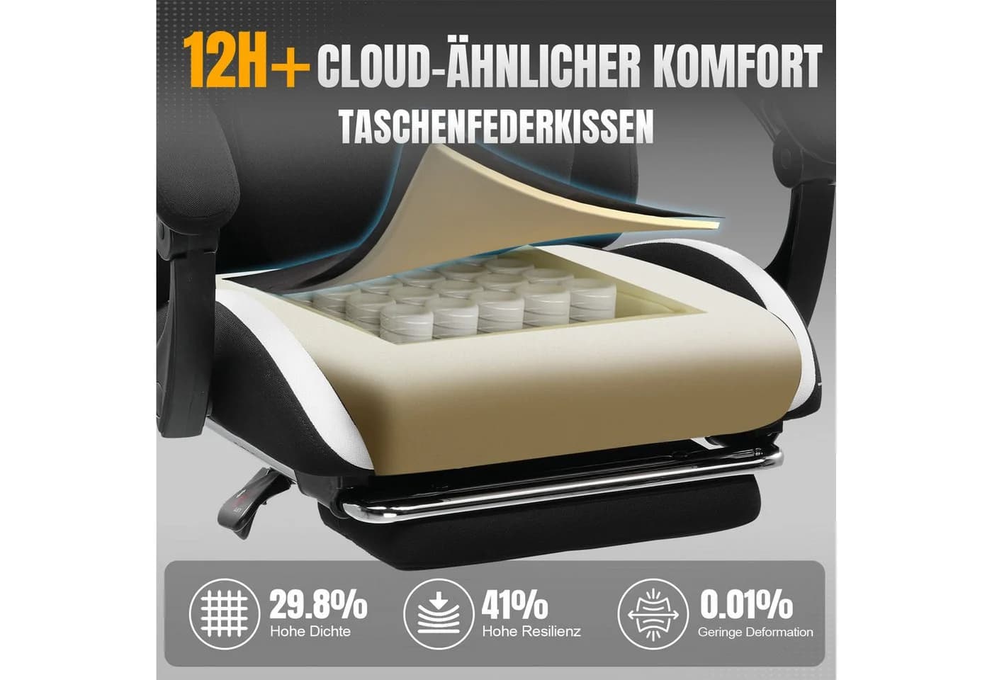 GTPLAYER Gaming-Stuhl Stoff Ergonomisch mit Fußstütze - Bild 4
