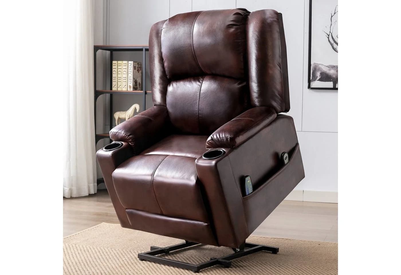 COMHOMA Massagesessel mit Aufstehhilfe und Massagefunktion Braun
