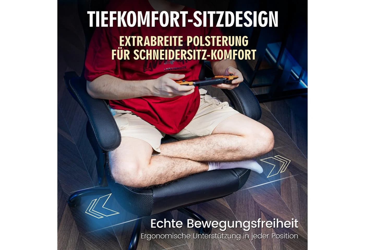 GTPLAYER Gaming-Stuhl Ergonomisch Schwarz Mit Fußstütze - Bild 3