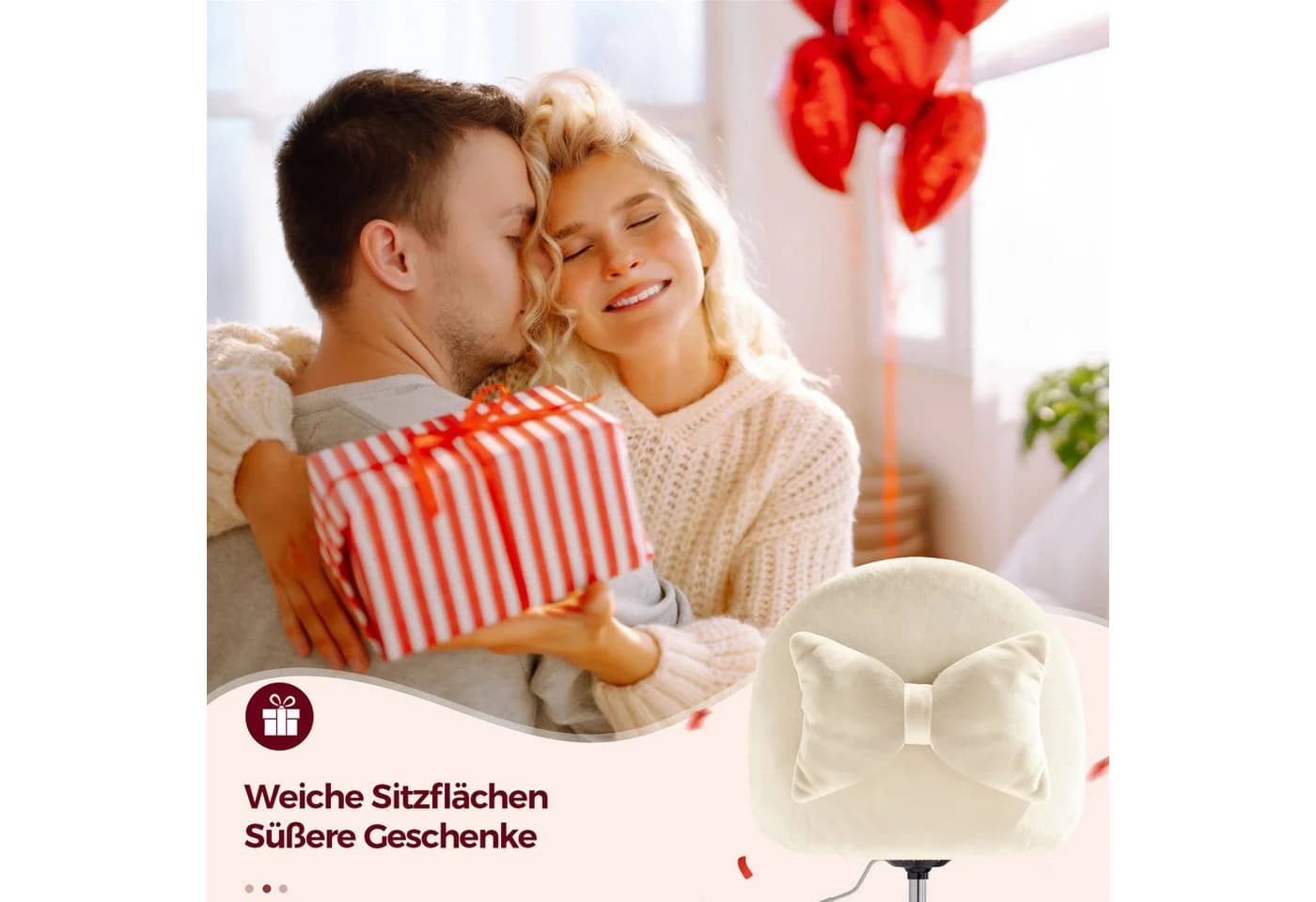 COMHOMA Bürostuhl ohne Armlehnen höhenverstellbar weiß - Bild 4