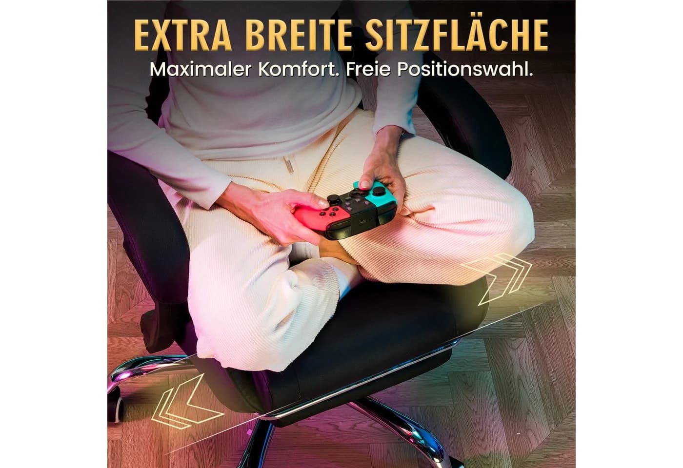GTPLAYER Gaming-Stuhl Ergonomisch mit Massagefunktion und Fußstütze Schwarz - Bild 4