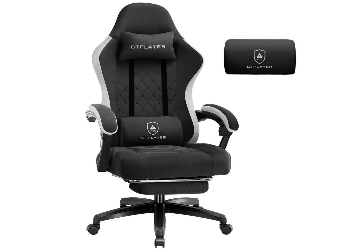 GTPLAYER Gaming-Stuhl Stoff Schwarz mit Fußstütze und 135° Relax-Funktion - Bild 2