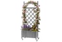 COMHOMA Blumenkasten Rankgitter Grau Holz mit Rollen Bild 2