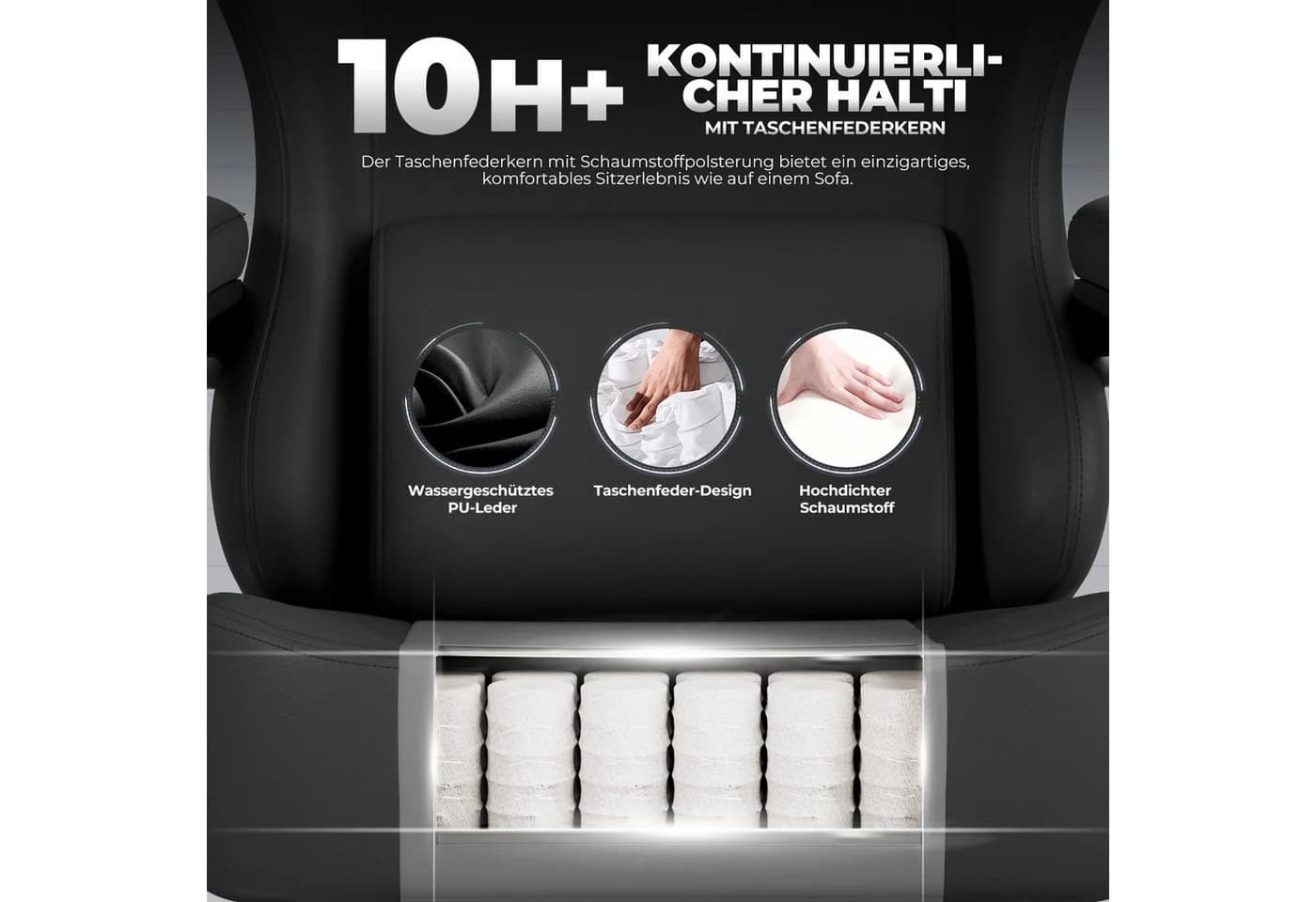 GTPLAYER Gaming-Stuhl Atmungsaktiv Ergonomisch Stoff/Kunstleder - Bild 4