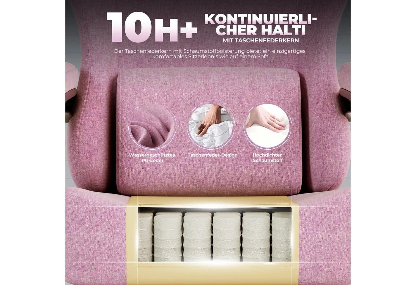 GTPLAYER Gaming-Stuhl Atmungsaktiver Bürostuhl Ergonomisch Stoff/Kunstleder - Bild 4