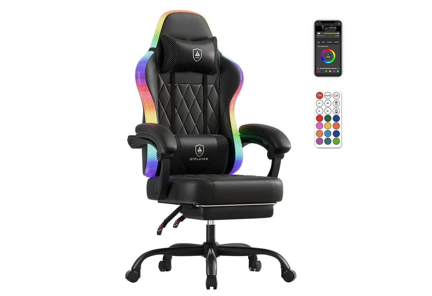 GTPLAYER Gaming-Stuhl mit LED Lichtleiste und Fußstütze - Bild 2