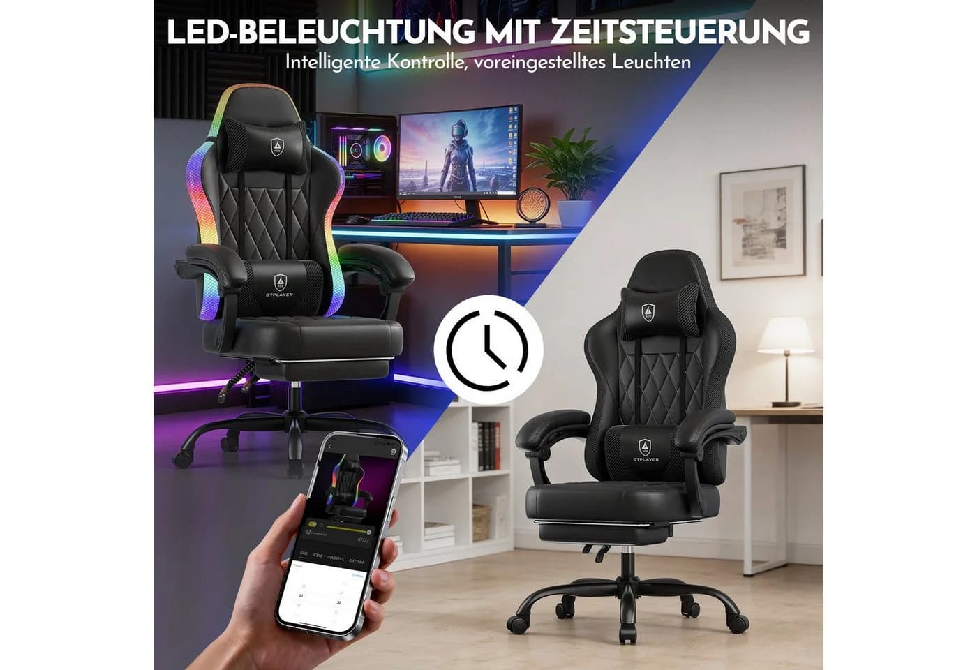 GTPLAYER Gaming-Stuhl mit LED Lichtleiste und Fußstütze - Bild 5