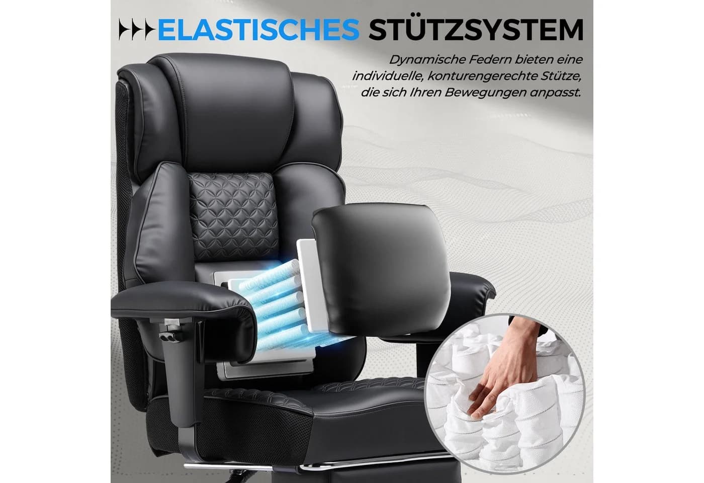 GTPLAYER Gaming-Stuhl Schwarz Ergonomisch bis 180 kg mit Fußstütze