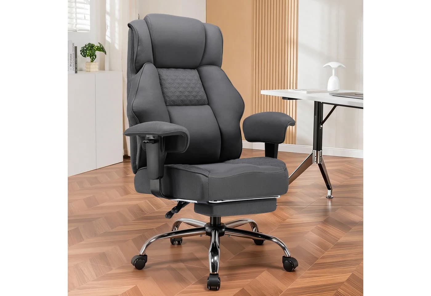 GTPLAYER Gaming-Stuhl Grau Ergonomisch bis 180 kg mit Fußstütze - Bild 4