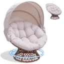 COMHOMA Papasansessel mit Sonnenschutz & Kissen Beige Bild 2