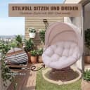 COMHOMA Papasansessel mit Sonnenschutz & Kissen Beige Bild 3