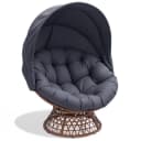 COMHOMA Papasansessel Grau mit Sonnenschutz & 360° Drehfunktion Bild 2