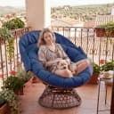 COMHOMA Papasan-Sessel mit Sonnenschutz & 360° Drehfunktion Blau Bild 3