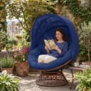 COMHOMA Papasan-Sessel mit Sonnenschutz & 360° Drehfunktion Blau Bild 4