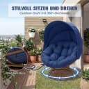 COMHOMA Papasan-Sessel mit Sonnenschutz & 360° Drehfunktion Blau Bild 5
