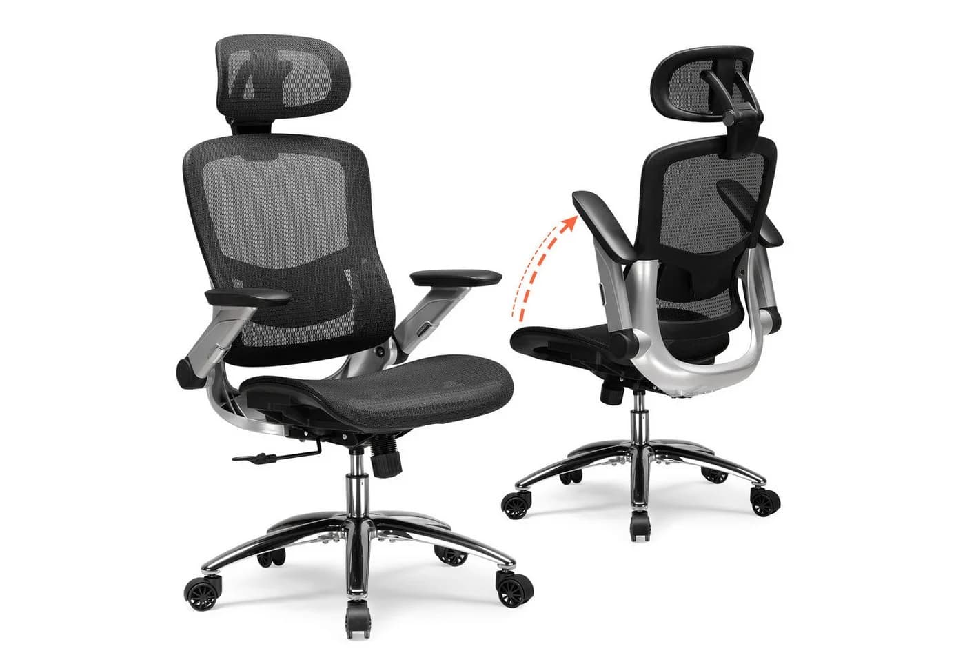 COMHOMA Ergonomischer Bürostuhl mit Mesh, 4D-Armlehnen & 2D-Kopfstütze - Bild 2