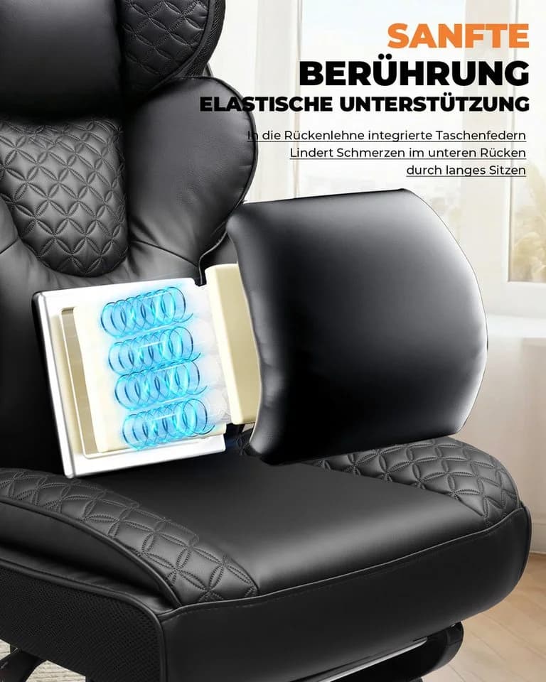 COMHOMA Gaming-Stuhl Ergonomisch 180 kg Schwarz mit Fußstütze - Bild 3