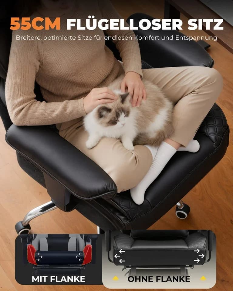 COMHOMA Gaming-Stuhl Ergonomisch 180 kg Schwarz mit Fußstütze - Bild 5