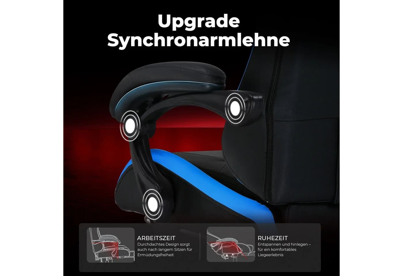 GTPLAYER Gaming-Stuhl Bürostuhl Ergonomisch mit Fußablage Blau