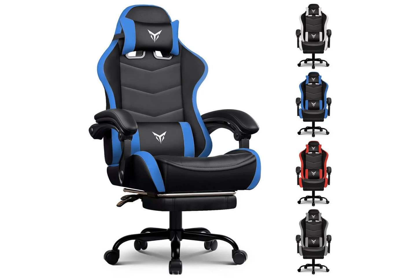 GTPLAYER Gaming-Stuhl Bürostuhl Ergonomisch mit Fußablage Blau - Bild 2