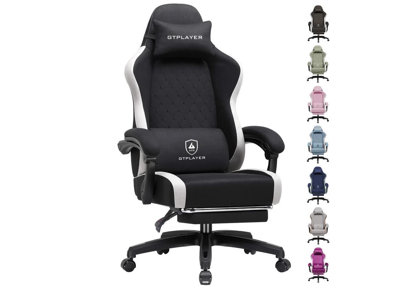 GTPLAYER Gaming-Stuhl Ergonomisch mit Fußstütze Schwarz - Bild 2