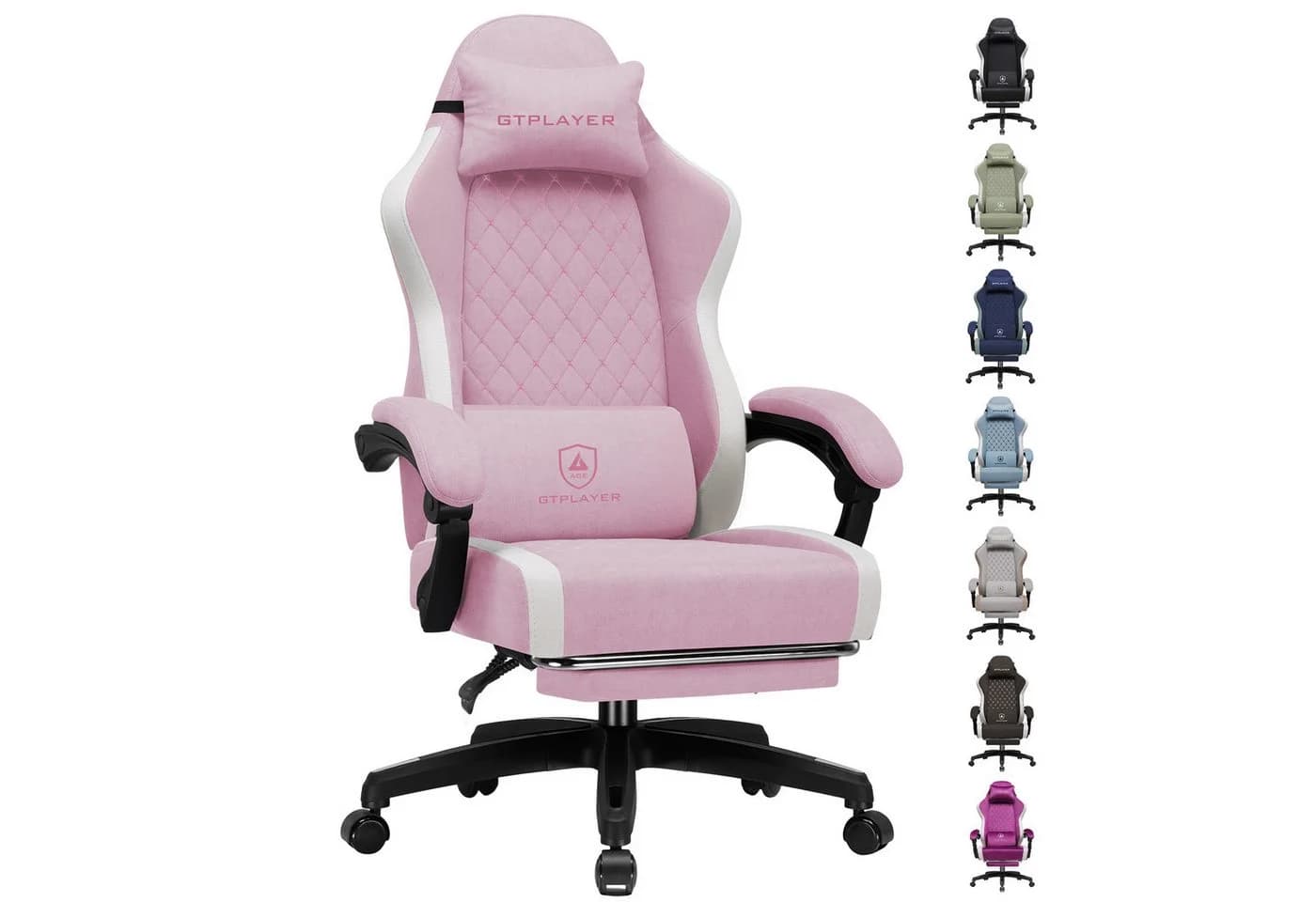 GTPLAYER Gaming-Stuhl Rosa Ergonomisch mit Fußstütze - Bild 2