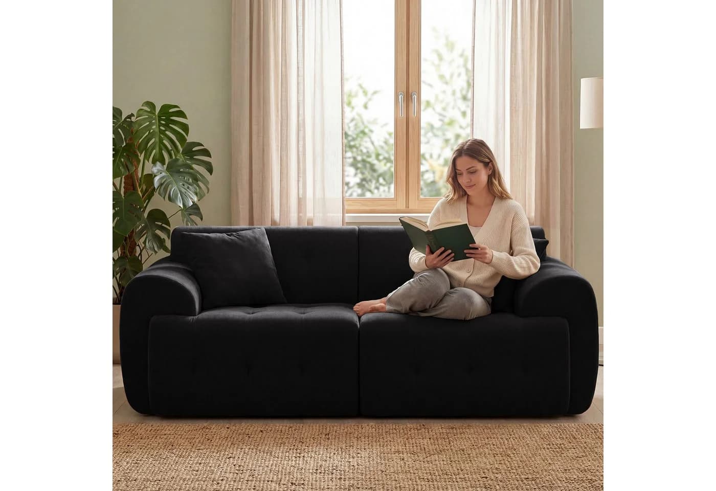 COMHOMA Ecksofa Schwarz Modulares Sofa mit Schlaffunktion - Bild 5
