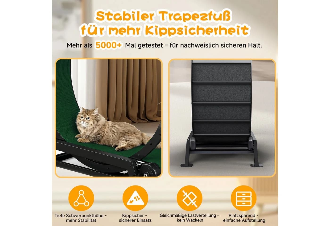 COMHOMA Katzenlaufrad 100 cm Metall ultraleis mit Teppich