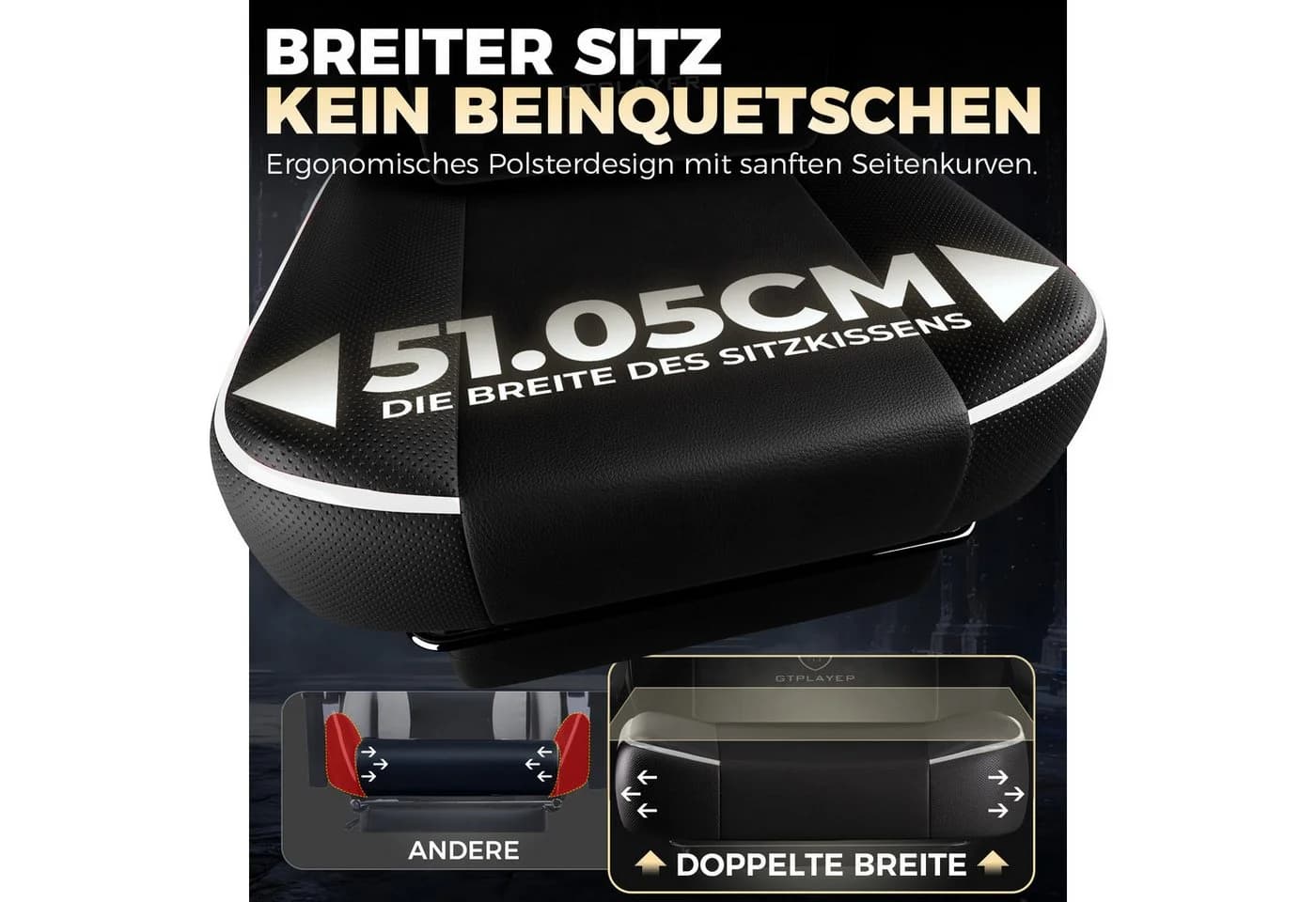 GTPLAYER Gaming-Stuhl ACE-ARMOR mit Fußstütze und Lendenkissen - Bild 3