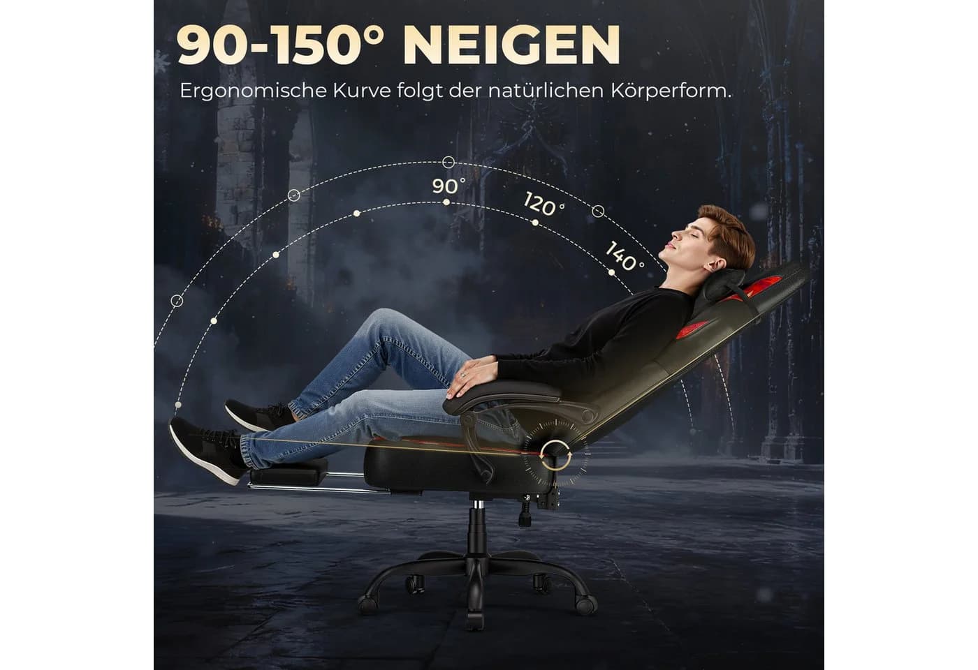 GTPLAYER Gaming-Stuhl ACE-ARMOR mit Fußstütze und Lendenkissen - Bild 5