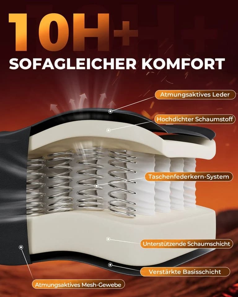 GTPLAYER Gaming-Stuhl Bürostuhl Ergonomisch Schwarz Synchronmechanik - Bild 4